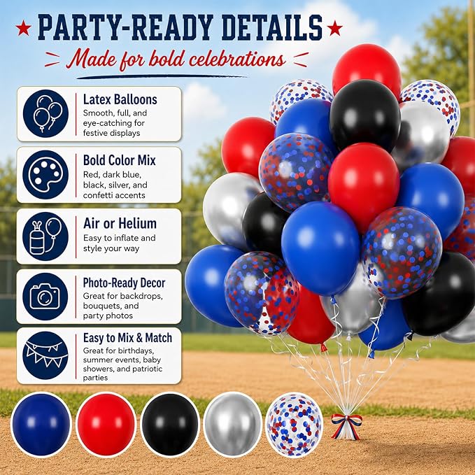 Red Blue Balloons, Bright Red, Patriotic Memorial Independence Day Fourth of - Image 7