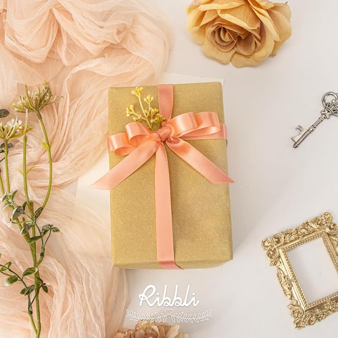 Ribbli Peach Satin Ribbon Double Faced Satin 1/2 inch x Continuous 50 - Image 2