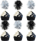 Gyufise 30Pcs Foil Firework Cupcake Toppers Sparkle Tinsel Cake Toppers Tinsel by Gyufise