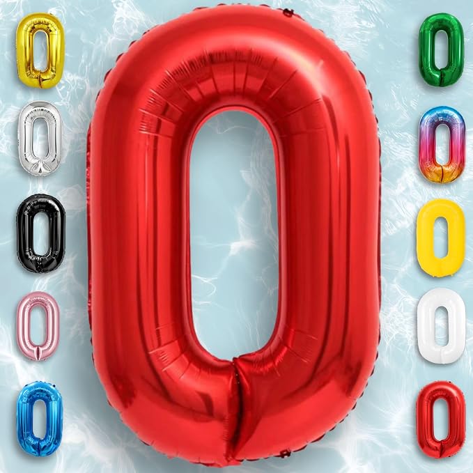 Red Number Balloon 0 Mylar Foil Balloons 16 inch - Image 6