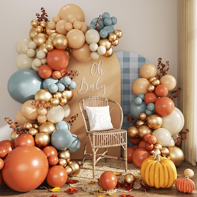 Fall Balloon Arch Kit for Little Pumpkin Baby Shower Decorations | Dusty Blue by CROSSFINGERS