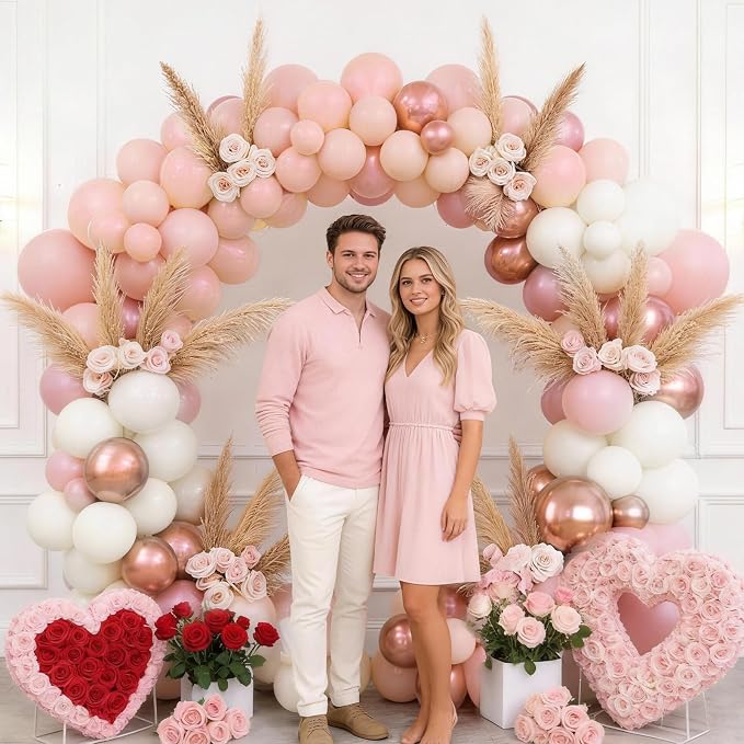 Pink White Balloon Arch Kit, Boho Balloon Garland - Image 4