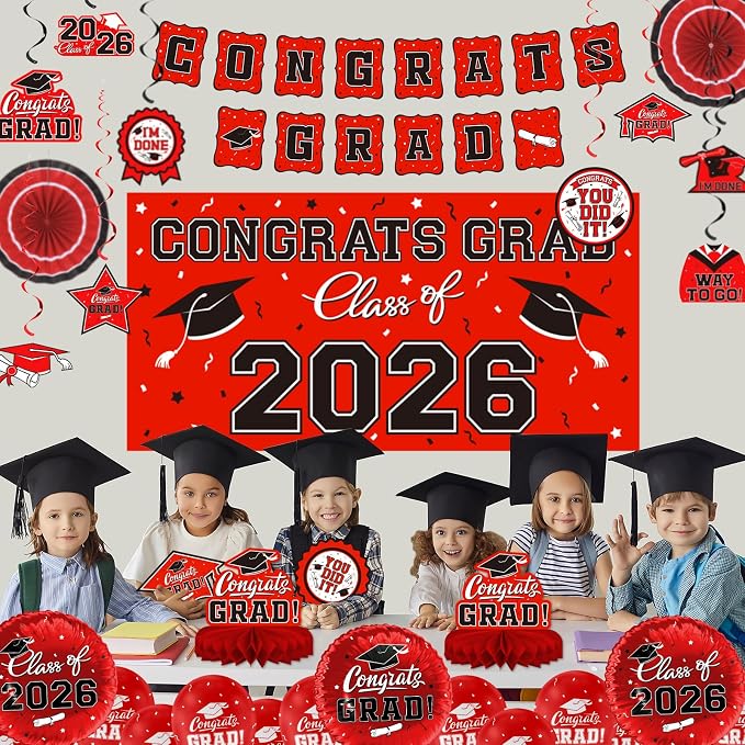 Red Themed 2026 Graduation Decorations Set - Image 5