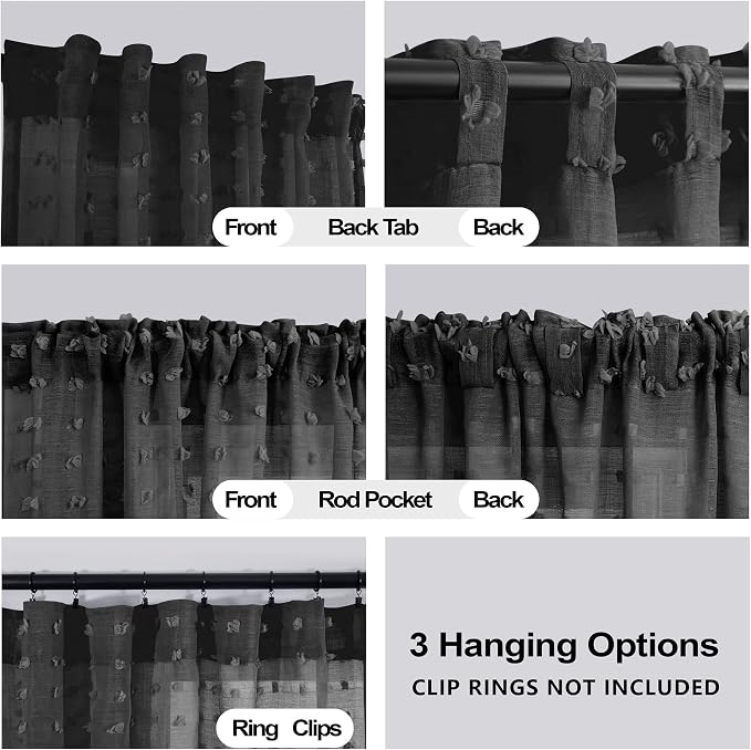 KOUFALL Black Curtains 102 Inches Long - Image 3