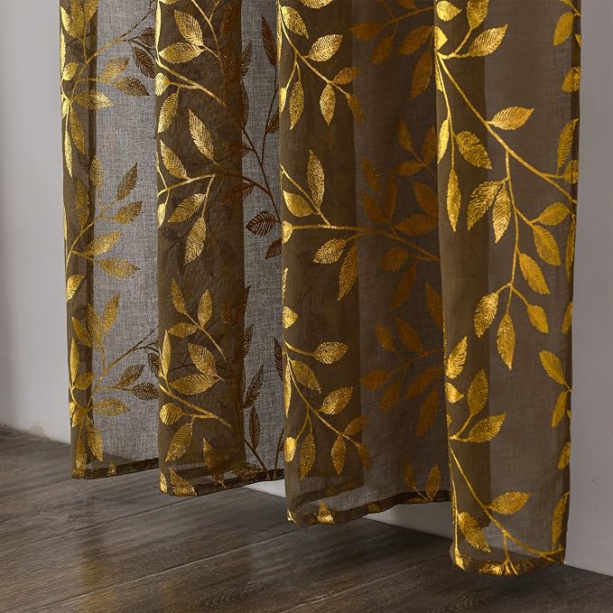 Sutuo Home Taupe Sheer Curtains 96 Inches Long 2 Panels Set, Privacy Window - Image 6