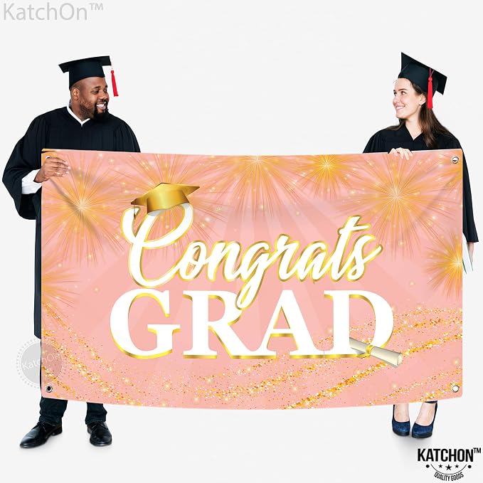 KatchOn Graduation Decorations 2026 Congrats Grad Banner Rose Gold | Graduation - Image 4