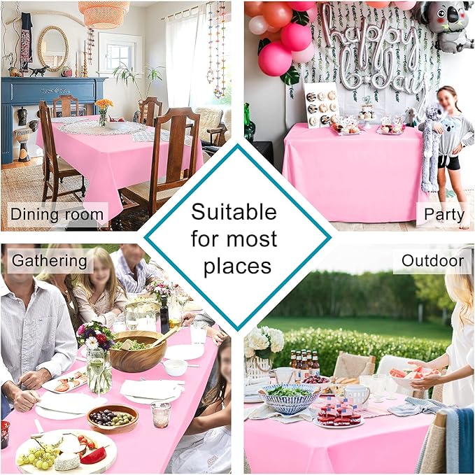 Hiasan Pink Tablecloth Square - Washable Waterproof Fabric Table Cloth for Card Tables, Party and Dining, 30 x 30 Inch