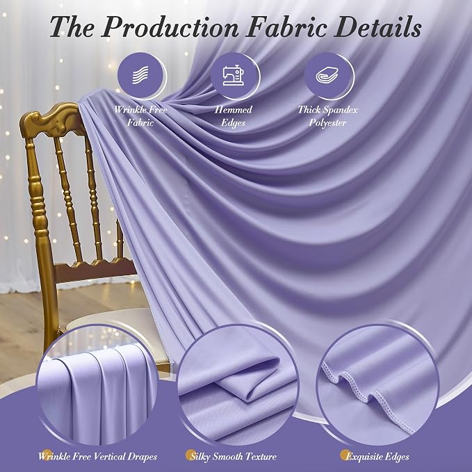 10 ft x 10 ft Wrinkle Free Lavender Backdrop Curtain - Image 4