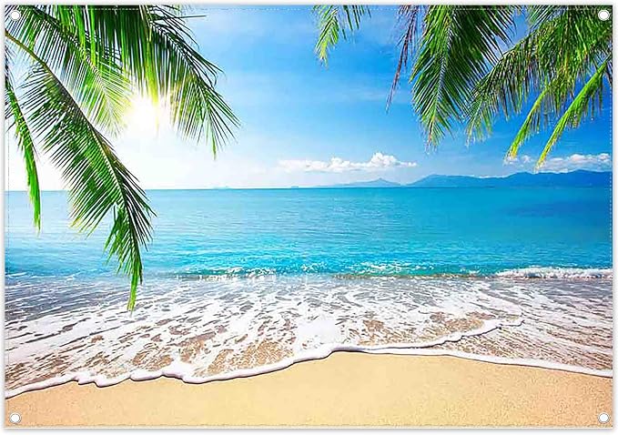 7x5ft Summer Beach Photography Backdrop Hawaii Tropical Banner | Ocean Seaside by ZTHMOEBACKDROP