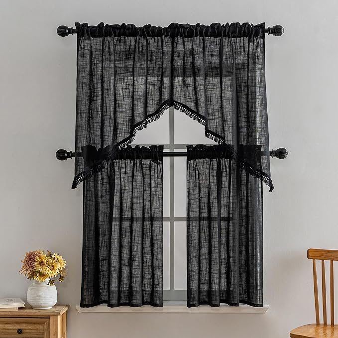 Beda Home Tassel Linen Textured Swag Curtain Valance - Image 6