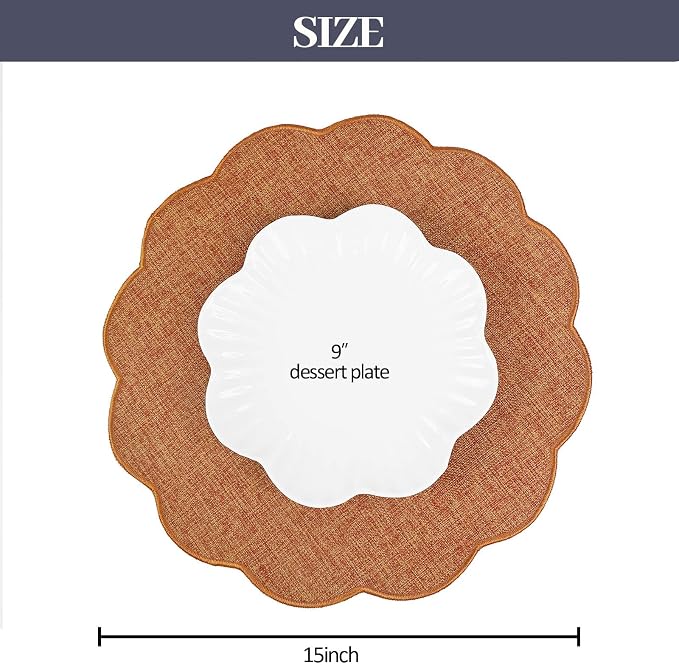 AHHFSMEI Round Faux Linen Placemats Set of 4 Heat Resistant Non-Slip Stain - Image 2