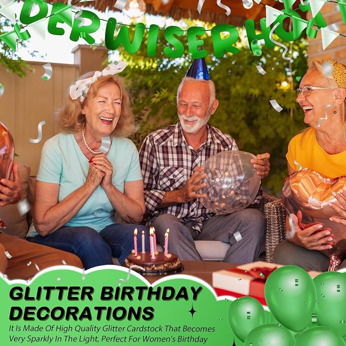Fulmoon Set of 3 Pre Strung Older Wiser Hotter Glitter Banner Funny Birthday - Image 6