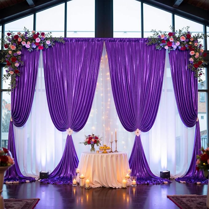 10ftx10ft Shimmer Purple Sequin Backdrop Curtain - Image 4