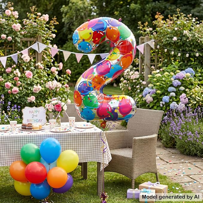 40 Inch Number 2 Balloon, Large Foil Mylar Number Balloon - Image 5