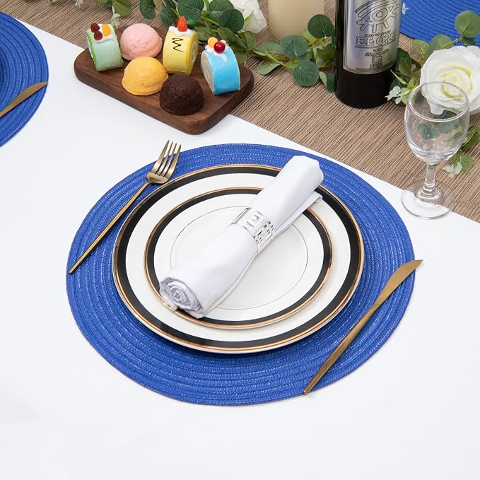 SHACOS Round Placemats Set of 6 Washable 15 inch Round Table Mats Cotton - Image 5