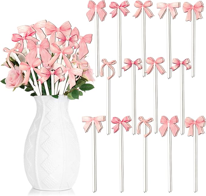 TICIAGA Pink Bow Wooden Picks by TICIAGA