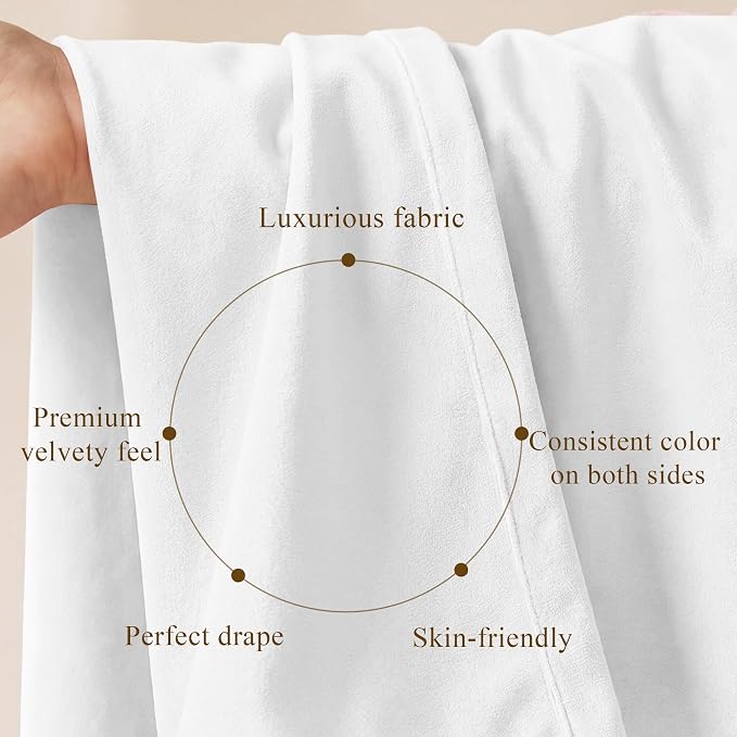 White Velvet Curtains 108 inches Long, Luxury Back Tab Privacy Protect Window - Image 3