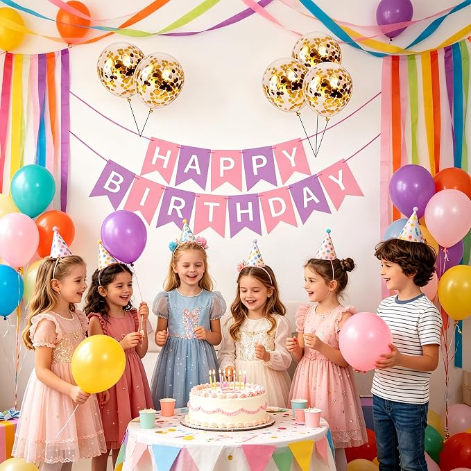 Happy Birthday Banner Sign Bunting Hanging Decorations - Image 4
