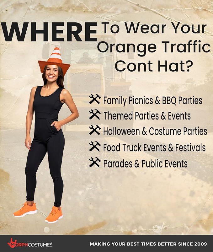 Nicky Bigs Novelties Traffic Cone Hat, Funny Hat, Cone Party Hats, Traffic Cone - Image 4