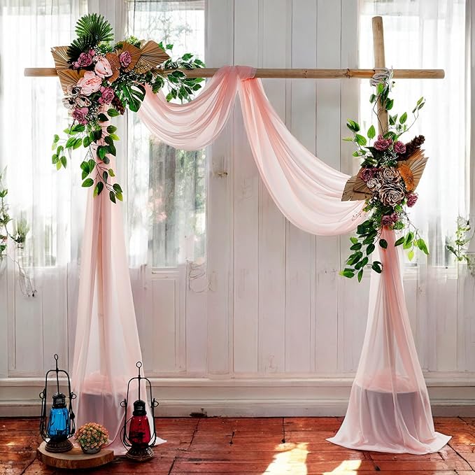 MDS Halloween Chiffon Draping Fabric - 1 Panel, 30" Wide x 40ft Long - Sheer Spooky Arbor & Canopy Drapery for Haunted House Backdrops, Party Ceilings, DIY Costumes & Themed Events - Dusty Rose