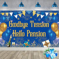 Blue Gold Goodbye Tension Hello Pension Backdrop Banner Photography Background by SMENGGIL