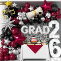 Graduation Balloons Garland Kit 153Pcs, Maroon Black Silver Balloon Arch Kit by PTGOLUO