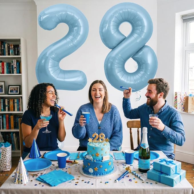 TONIFUL 40 Inch Pastel Blue Number 2 Foil Balloon Large Mylar Foil Digit 2 - Image 6