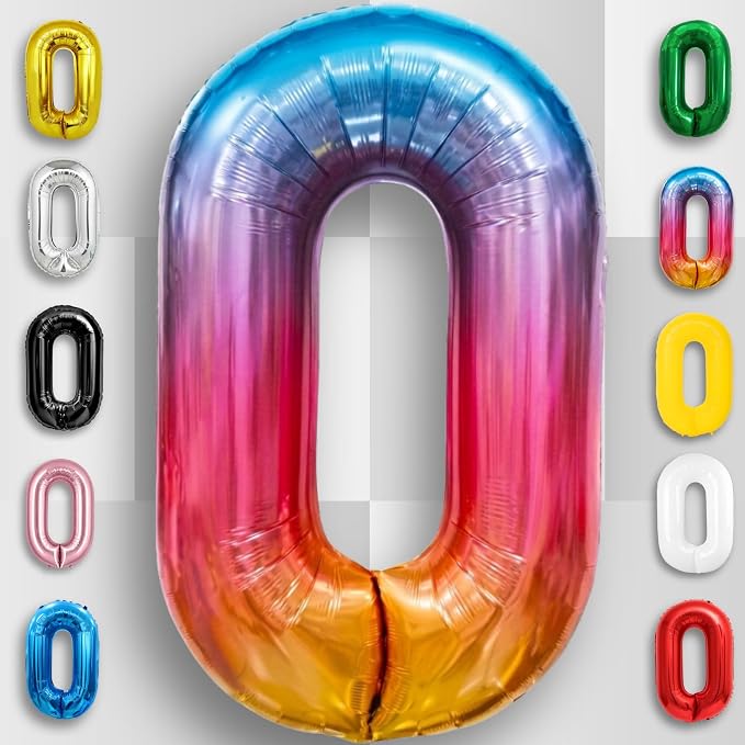 Rainbow Number Balloons 0 Mylar Foil 40 Inch - Image 4