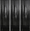 3 Pack 3.3 x 9.9 ft Black Fringe Backdrop Streamers Party Decorations | Foil by Crosize