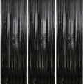 5 Pack 3.3 x 9.9 ft Black Fringe Backdrop Streamers Party Decorations | Foil by Crosize