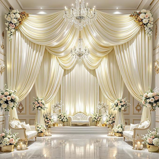 30x10ft Champagne Glitter Backdrop Curtain - Image 3