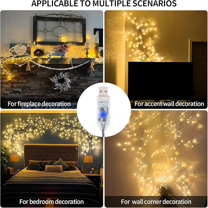 FNHMSL Enchanted Willow Vine Lights, 7.55FT 144LED 2 PCS White Tree Branch - Image 6