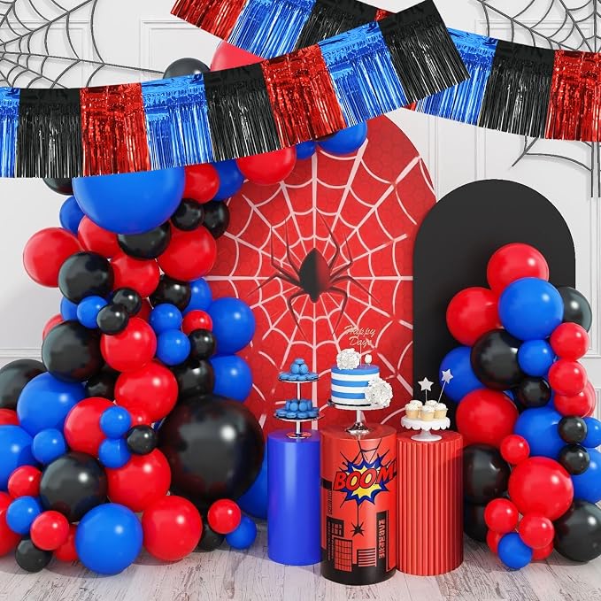 BEISHIDA Red Blue Black Fringe Garland Banner Wall Tinsel Foil Streamers | 3Pack - Image 4