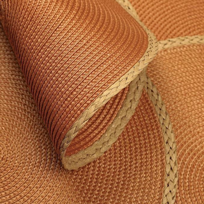 Round Placemats Set of 8, Woven Table Mats, Thin Edge, 15 Inch Diameter - Image 3
