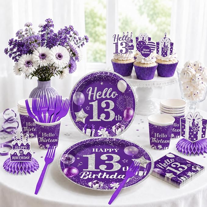 purple 13th birthday decorations - Image 8