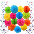 Colorful Paper Party Decorations, Tissue Paper Flower&Party Pom Poms wth Swirl by Unknown