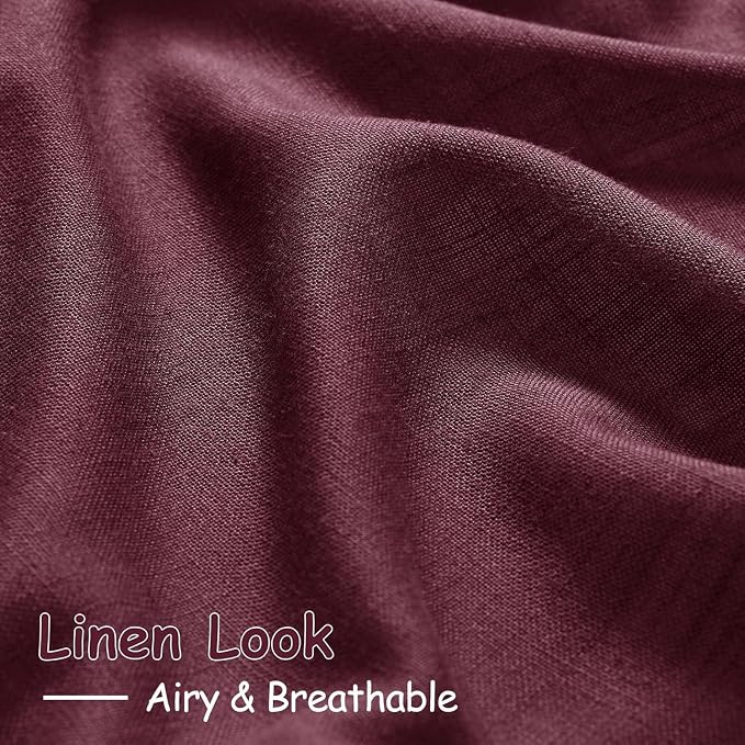 Burgundy Linen 112 Inch Curtains - Image 4
