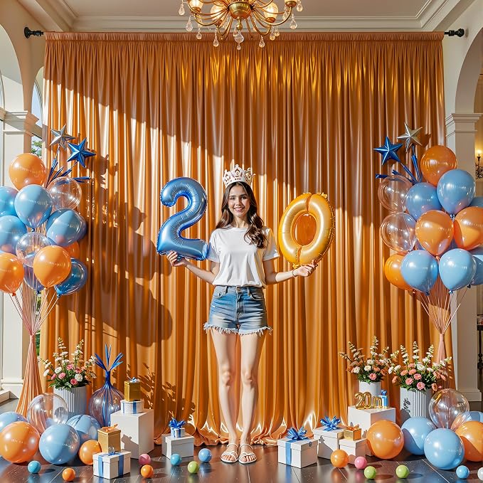 30x10ft Rust Orange Glitter Backdrop Curtain - Image 8