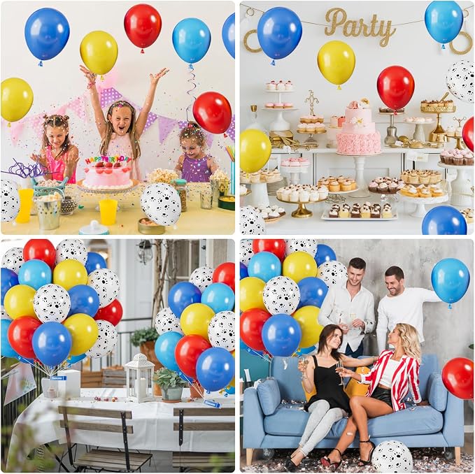 Paw Balloons, 12 Inch Yellow Blue and Red Balloons - Image 6