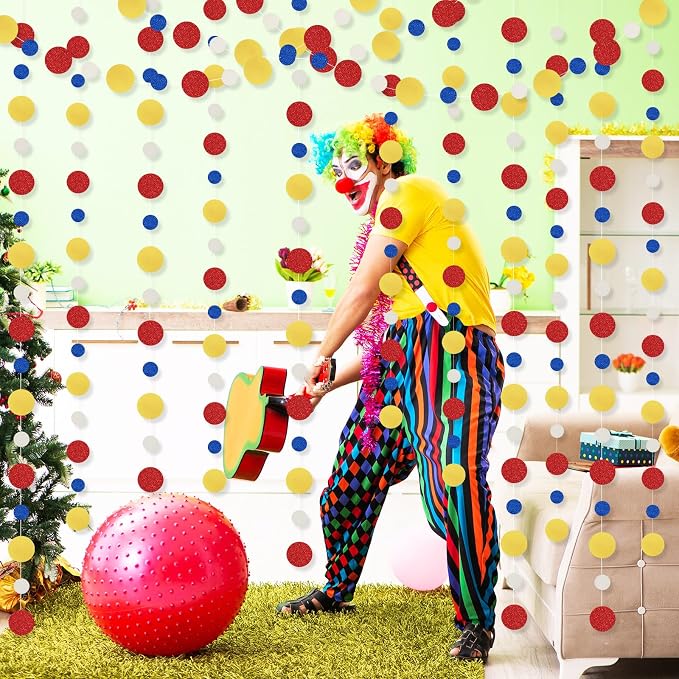 Outus 10 Pieces Colorful Circle Garland Banner Hanging Paper Dot Decorations - Image 7