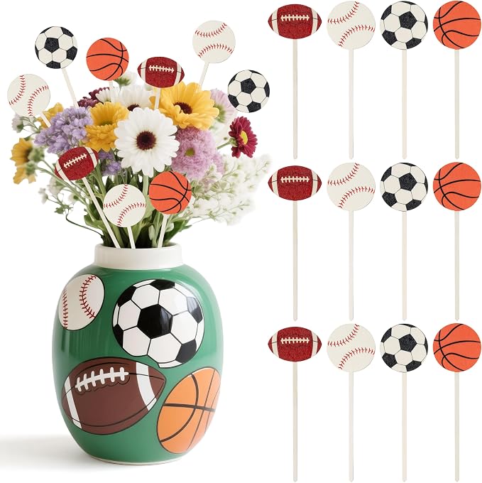 TICIAGA Sports Themed Wooden Floral Picks by TICIAGA