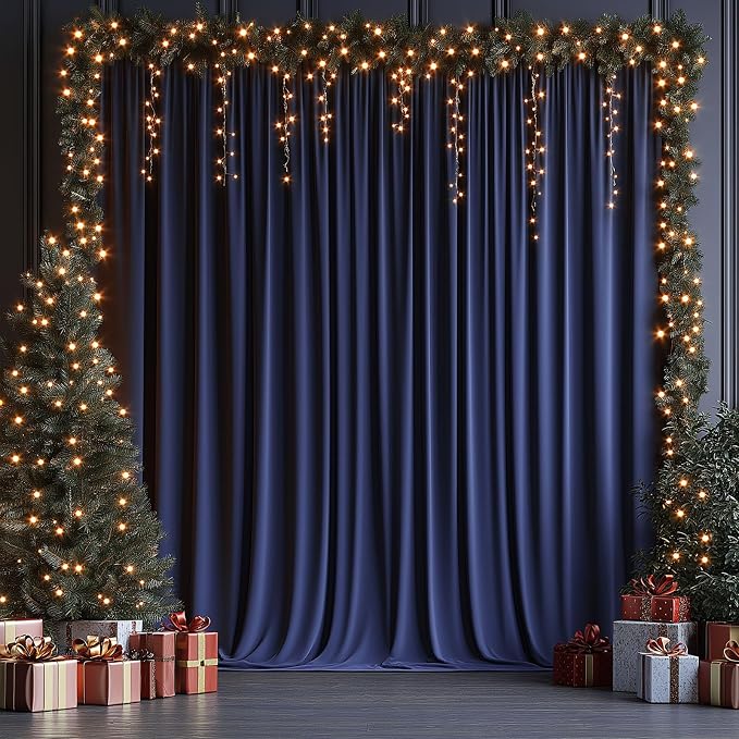 ESGOTBME 10x10ft Wrinkle Free Navy Blue Backdrop Curtain - Image 8