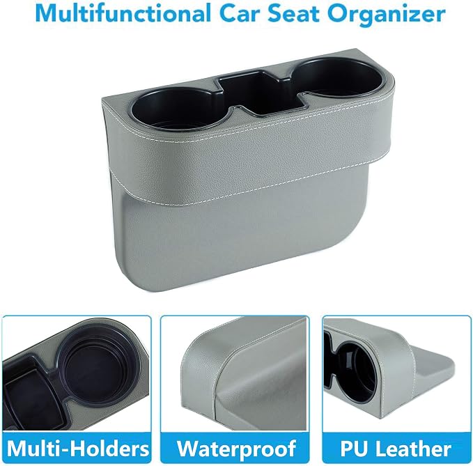 Car Cup Holder, Front Seat Console Side Organizer, Dual Cup Holders, Phone and - Image 3
