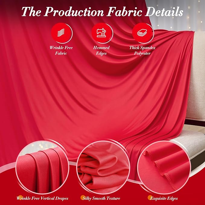 Outpain 30 ft x 8 ft Red Backdrop Curtain Panels, 6 Panels 5 ft x 8 ft Wrinkle - Image 8