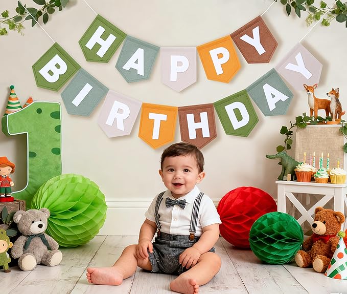 Felt Green Happy Birthday Banner Birthday Decorations - Image 3