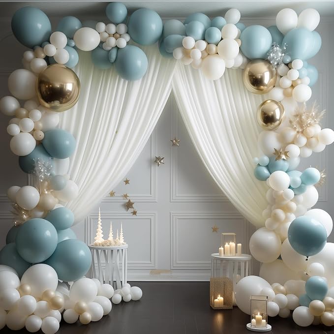 Ivory Backdrop Curtain for Parties Backdrop Drapes, 6 Panel 5x10FT - Image 4