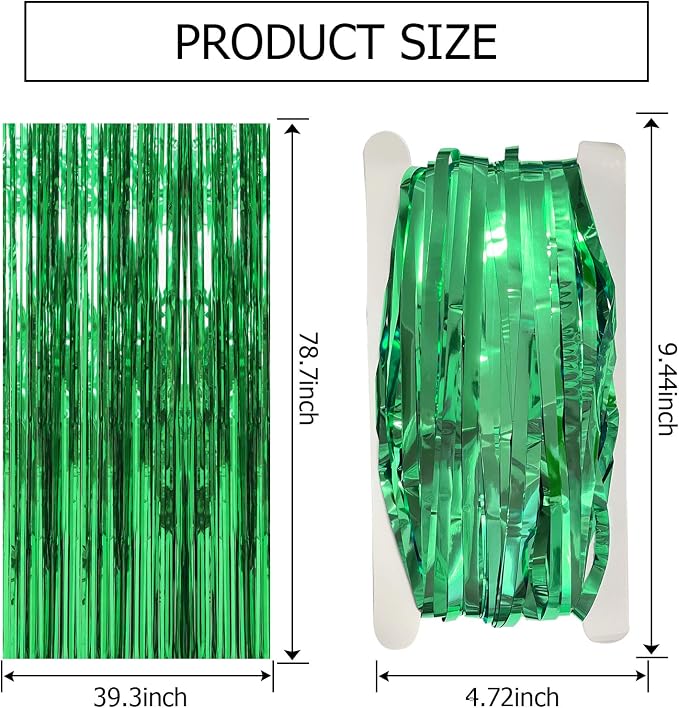 2 Pack Green Streamers Backdrop Jungle Party Decorations Foil Fringe Backdrop - Image 7