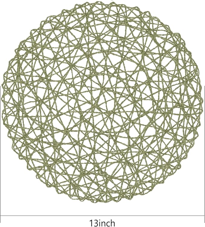 AHHFSMEI Paper Braided Round Placemats Set of 12 Natural Non-Slip Heat - Image 2