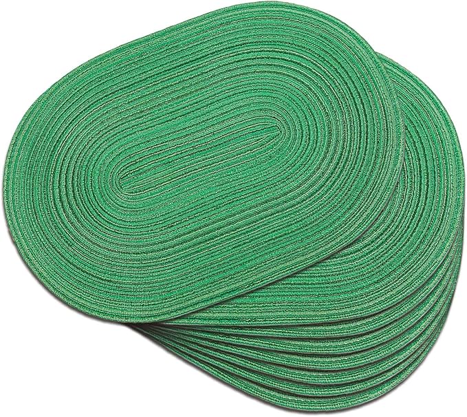 Placemats Set of 8, Woven Oval Braided Dining Table Mats | 12 x 17.5 Inch Size by Noctiflorous