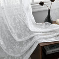 FINECITY White Sheer Lace Curtains Rustic Leaf Floral W52xL45 Inch 2 Panels | by FINECITY
